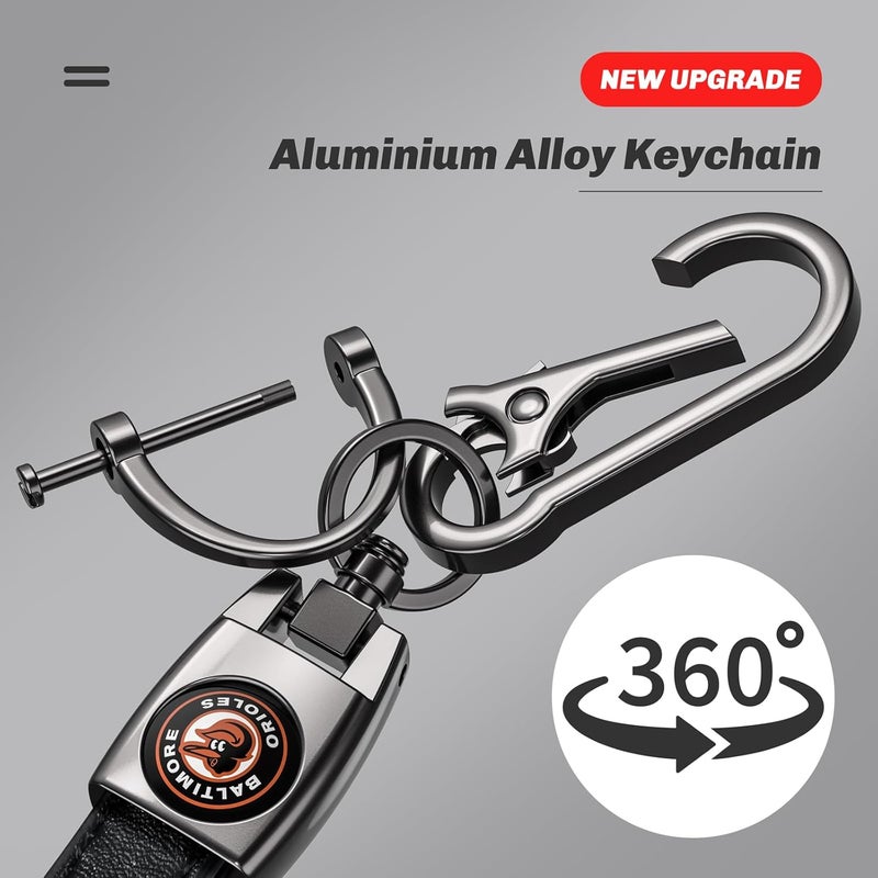 EMIJOY Car Keychain Keyring for Baltimore Orioles Baseball Fans,Orioles Accessories Women/Men's Keychains for Vehicles,Leather Key Ring Lanyard for Car Key Fob Holder,Key Fob Keyring Replacement - Image 4